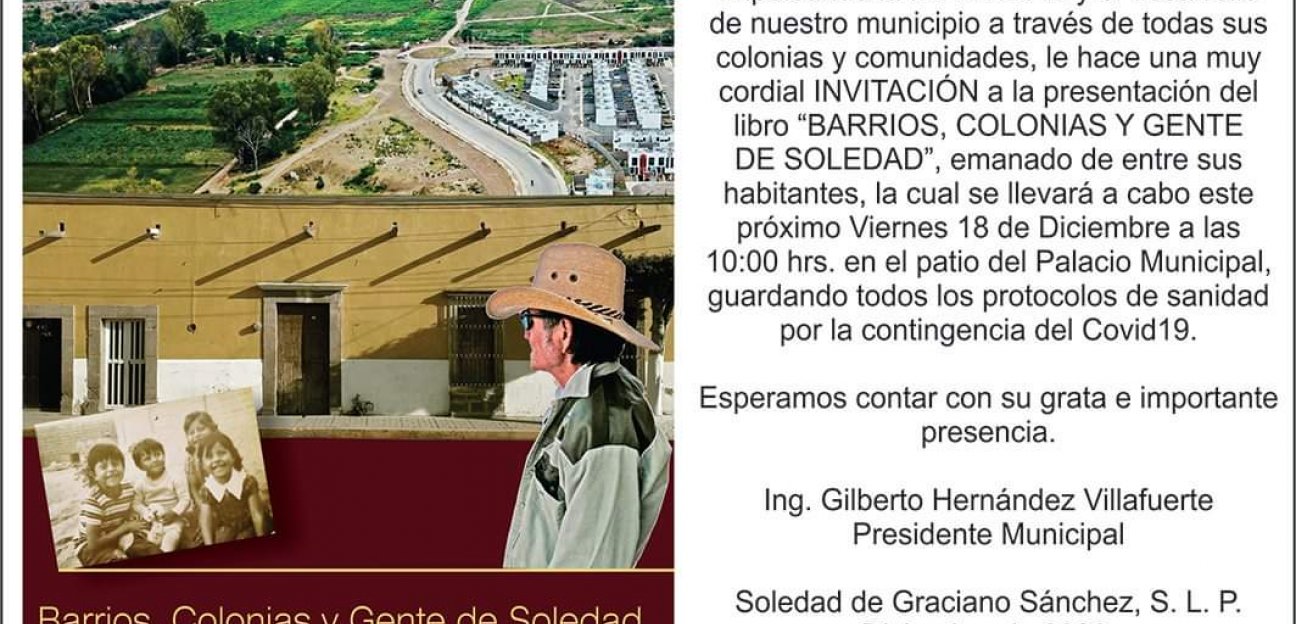 Será presentado libro de Barrios, Colonias y Gente de Soledad