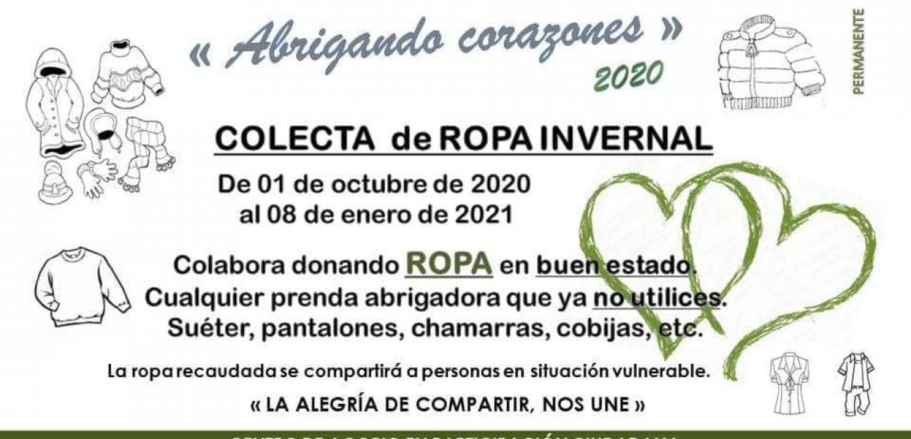 Por concluir campaña de donación de ropa abrigadora