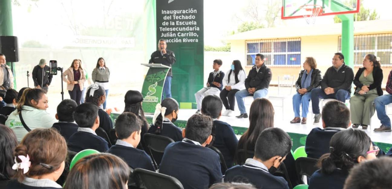 Se consolida más infraestructura educativa en Soledad: Alcalde entrega techado en telesecundaria Julián Carrillo